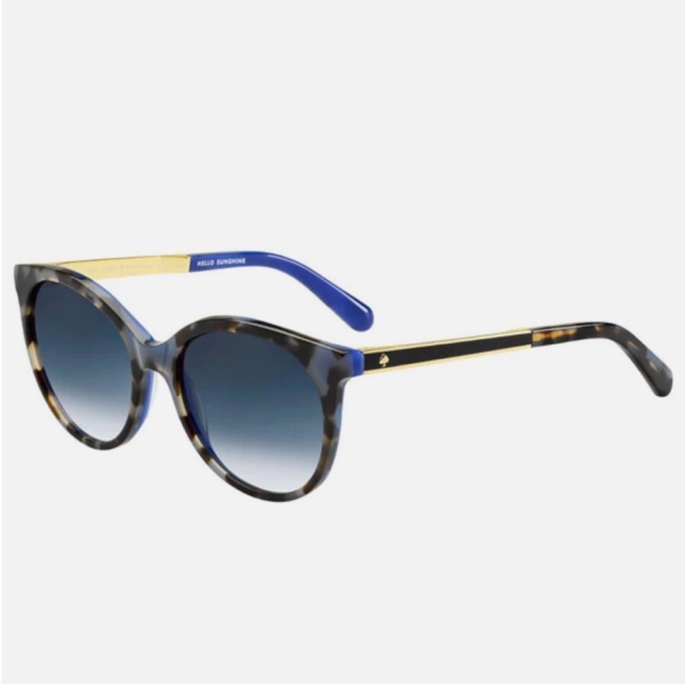 Kate Spade Blue Tortoiseshell Cat Eye Sunglasses Gold Arms